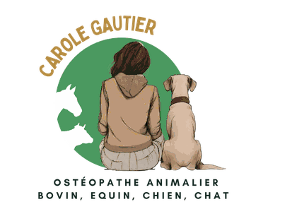 Logo de Carole Gautier, ostéopathe animalier — bovin, équin, chien, chat